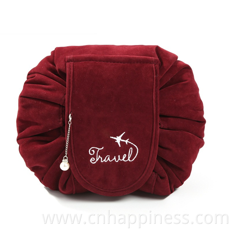 Wholesale microfiber initial travel organizer toiletry bag velvet pouch makeup brush bag with logo custom